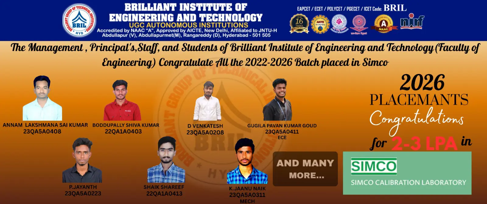 BRIL Placement 2025-26 – Student Success